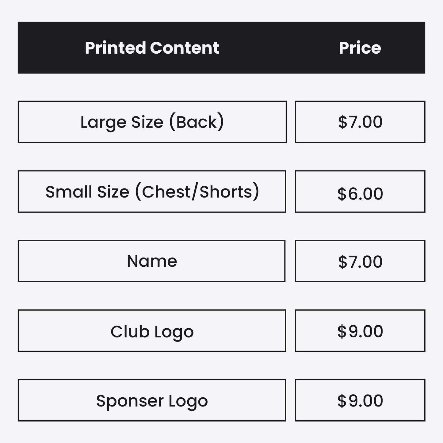 Printing Fees